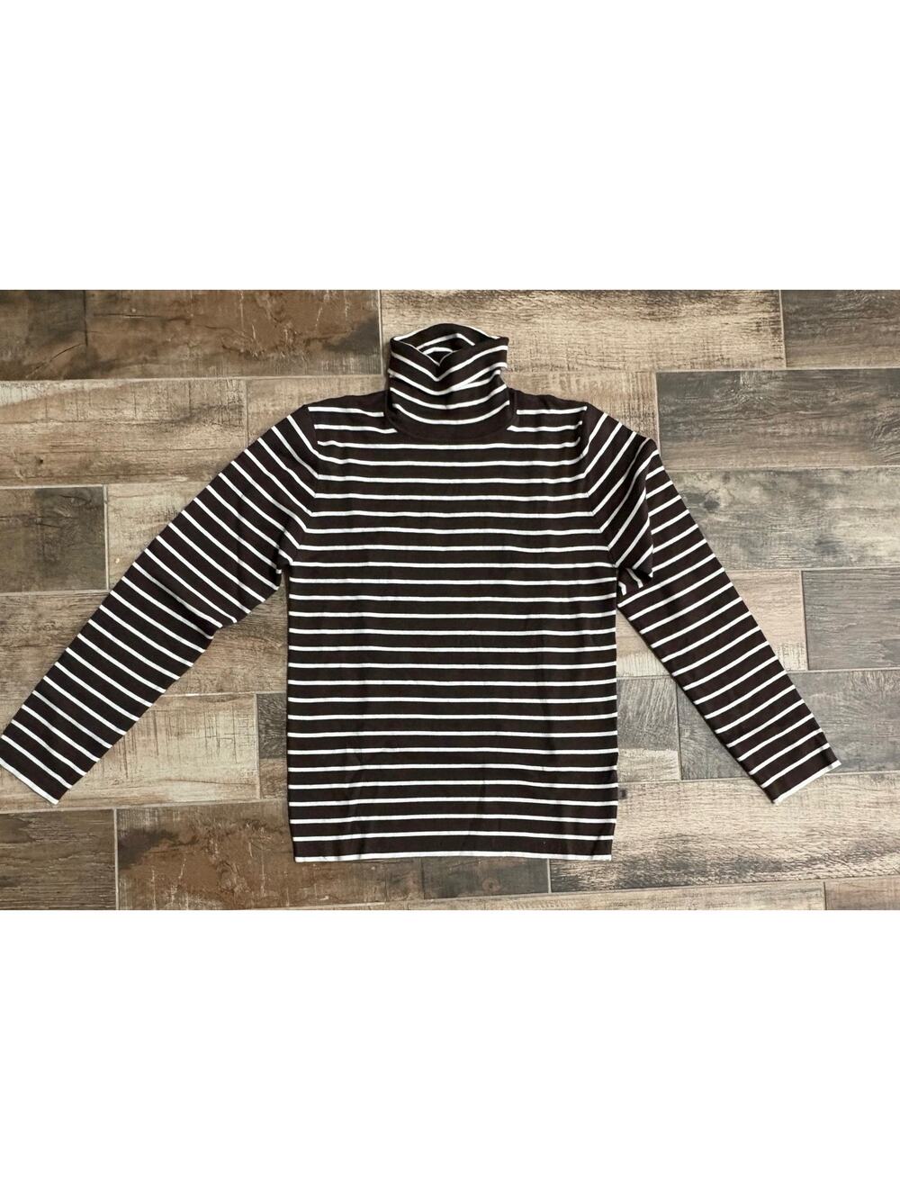 $1,395 NWT Tod’s Cashmere Blend Turtleneck Sweater Brown White Stripe Luxury S